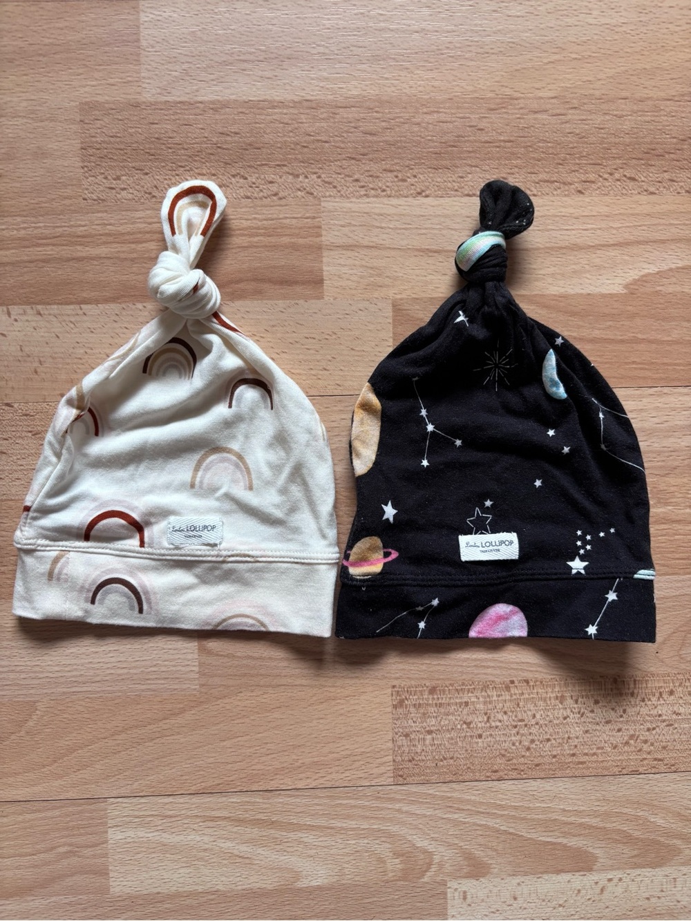 Loulou Lollipop Infant Knot Hat - Rainbow Cream & Galaxy Black (2-Pack)